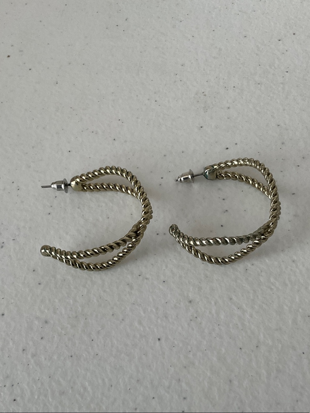 Twisted Double-Rope Hoop Earrings — Gold Tone